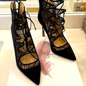 Black suede and lace bootie (Philda) by Jessica Simpson size 8 1/2
